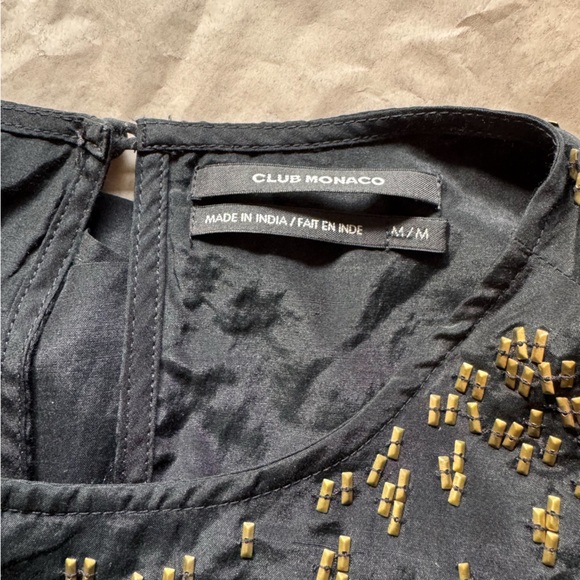 Club Monaco Elegant Black and Gold Women's Old Money Glam Top, size M - Picture 8 of 8